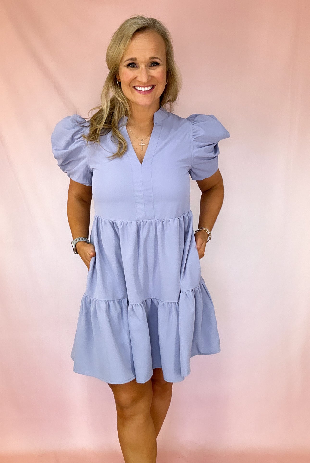 Sadie Puff Sleeve Dress-Short Dresses-Podos Boutique, a Women's Fashion Boutique Located in Calera, AL