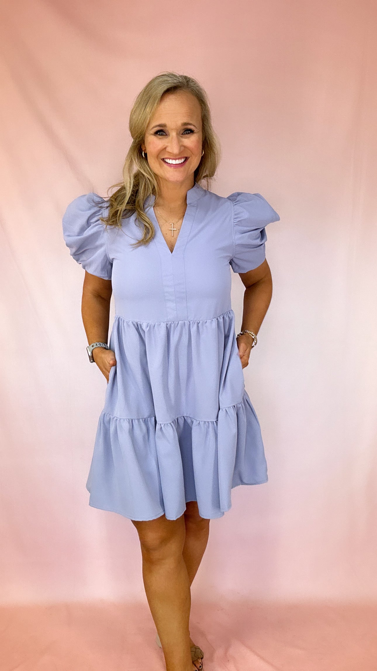 Sadie Puff Sleeve Dress-Short Dresses-Podos Boutique, a Women's Fashion Boutique Located in Calera, AL