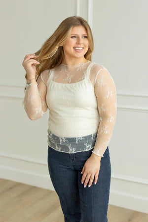 Floral Sheer Layering Top-Fashion Tops-Podos Boutique, a Women's Fashion Boutique Located in Calera, AL