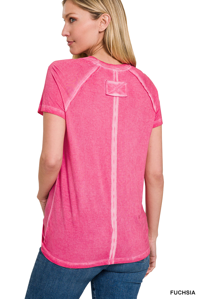 Washed Round Neck SS Top-Short Sleeves-Podos Boutique, a Women's Fashion Boutique Located in Calera, AL