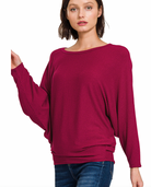 Ribbed Batwing Boatneck Sweater-Sweaters-Podos Boutique, a Women's Fashion Boutique Located in Calera, AL