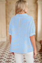 Sky Blue Striped Dolman-Fashion Tops-Podos Boutique, a Women's Fashion Boutique Located in Calera, AL