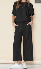 Textured Top and Pant Set-Short Sleeves-Podos Boutique, a Women's Fashion Boutique Located in Calera, AL