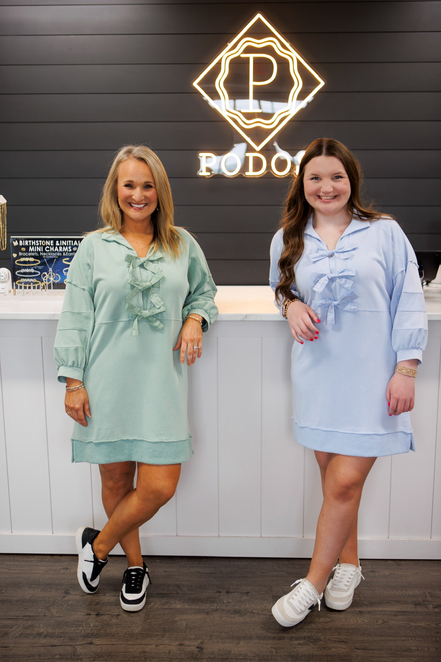 Bow Ties Collared Dress-Podos Boutique, a Women's Fashion Boutique Located in Calera, AL