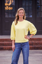 Solid Peasant Sleeve Top-Podos Boutique, a Women's Fashion Boutique Located in Calera, AL