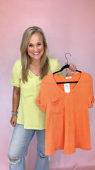 V-Neck Knit Top w/ Pocket PLUS-Long Sleeves-Podos Boutique, a Women's Fashion Boutique Located in Calera, AL