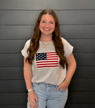 American Flag Tee-Fashion Tops-Podos Boutique, a Women's Fashion Boutique Located in Calera, AL