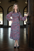 Fall Floral Dress-Midi Dresses-Podos Boutique, a Women's Fashion Boutique Located in Calera, AL