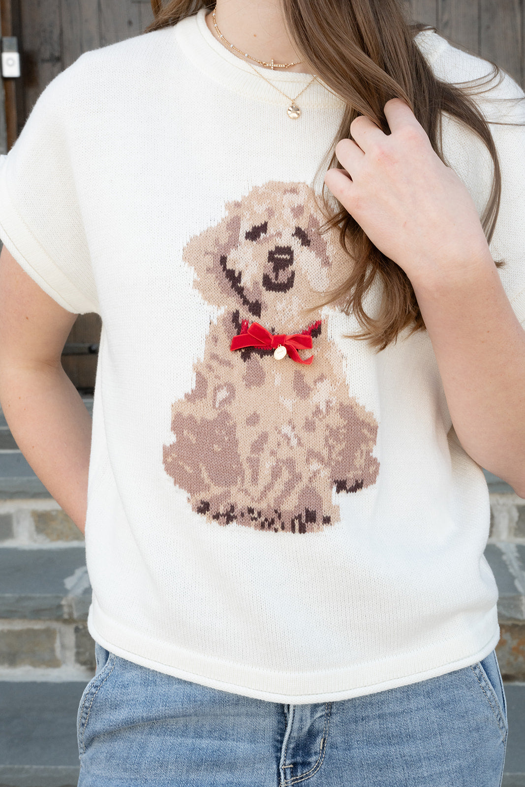 Memory Lane Sweater-Short Sleeves-Podos Boutique, a Women's Fashion Boutique Located in Calera, AL