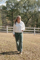 Risen HR Crop Straight Corduroy Pants-Pants-Podos Boutique, a Women's Fashion Boutique Located in Calera, AL