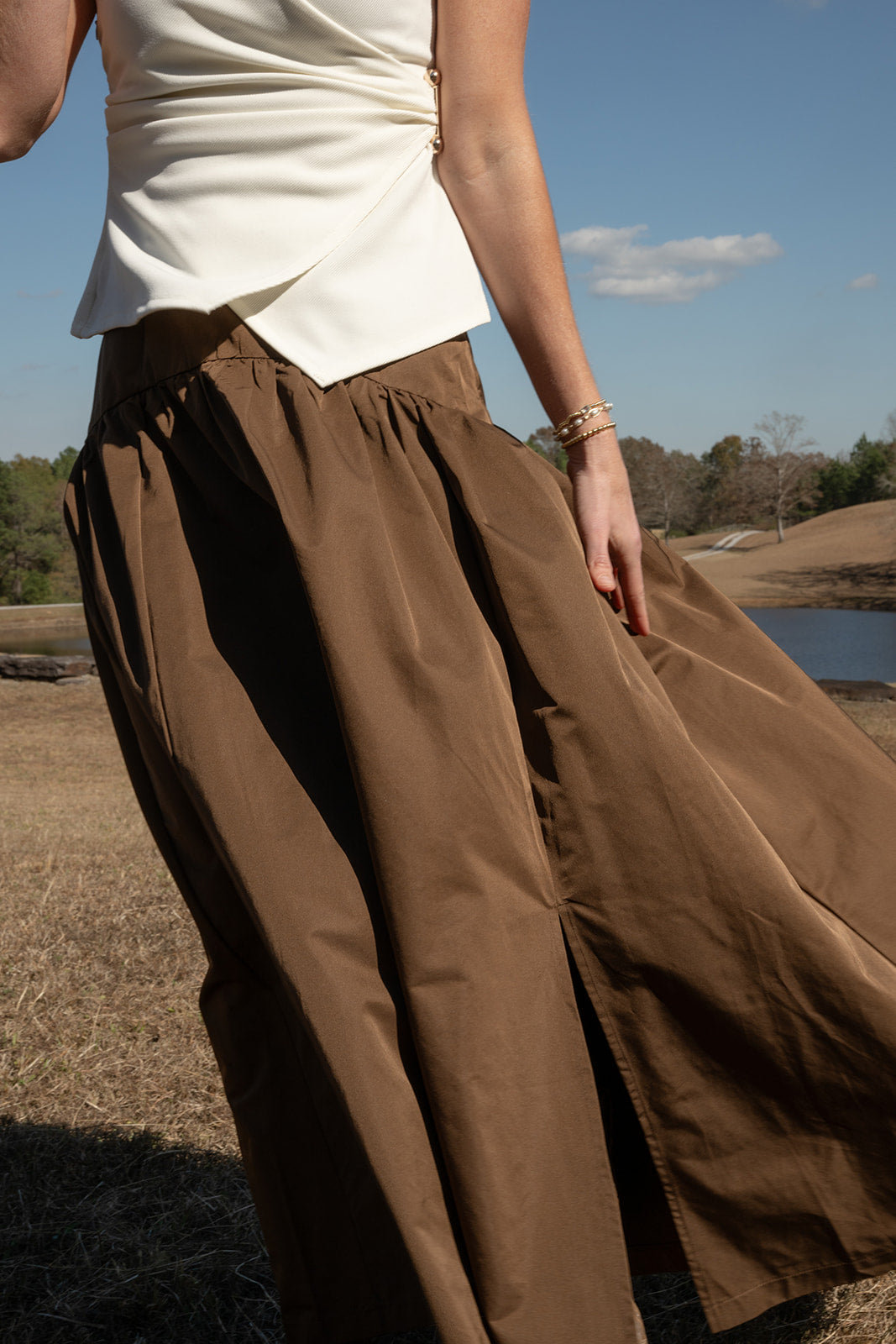 A-Line Mocha Flair Skirt-Skirts-Podos Boutique, a Women's Fashion Boutique Located in Calera, AL