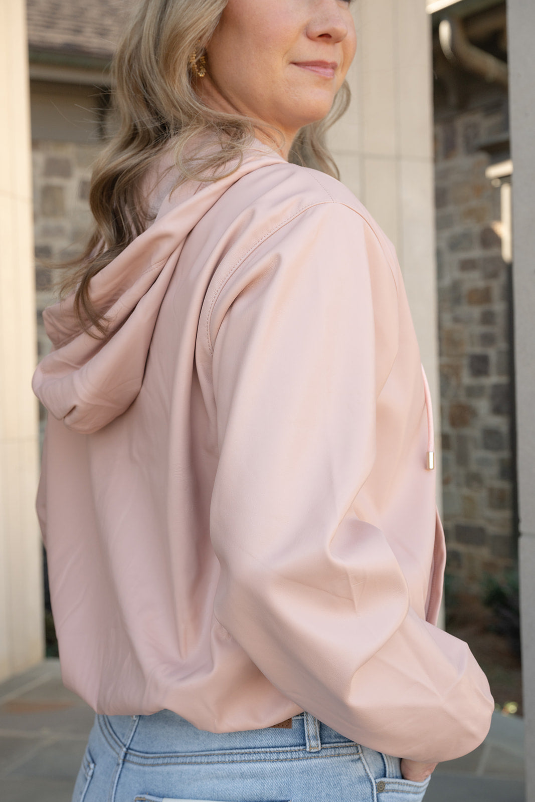 Rae Mode PU Leather Cropped Hoodie Jacket-Jackets-Podos Boutique, a Women's Fashion Boutique Located in Calera, AL