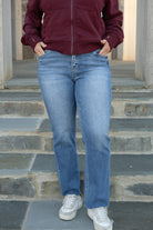 Risen HR Crop Straight Jeans-Jeans-Podos Boutique, a Women's Fashion Boutique Located in Calera, AL
