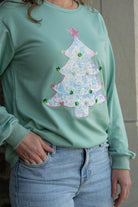 Christmas Tree Sweatshirt-Graphic Sweatshirts-Podos Boutique, a Women's Fashion Boutique Located in Calera, AL