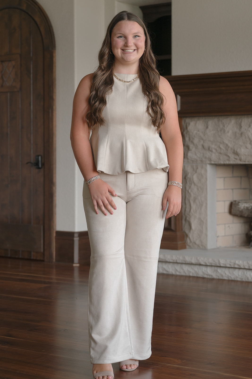 Suede Cream Pants-Pants-Podos Boutique, a Women's Fashion Boutique Located in Calera, AL