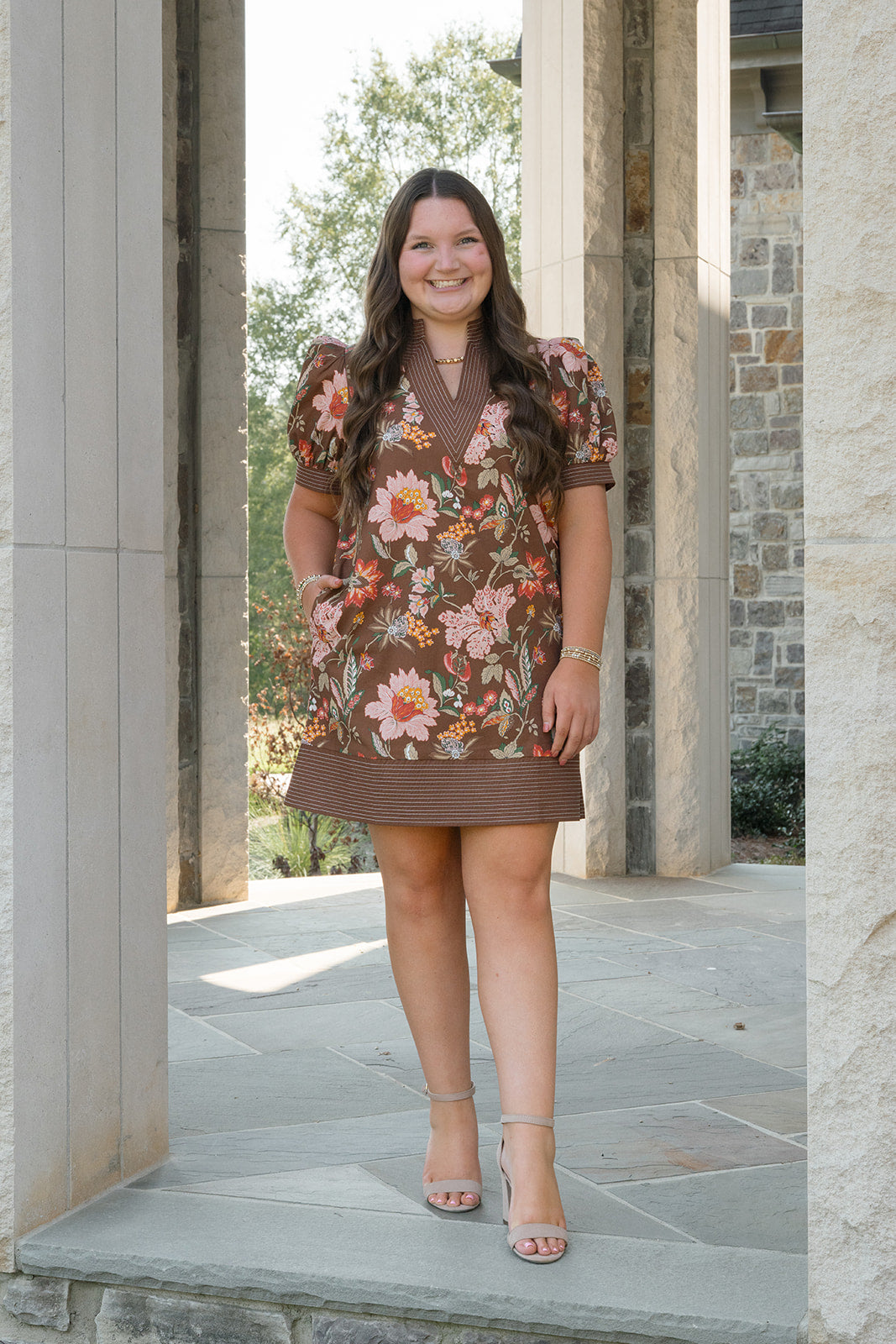 Autumn Floral Dress-Short Dresses-Podos Boutique, a Women's Fashion Boutique Located in Calera, AL