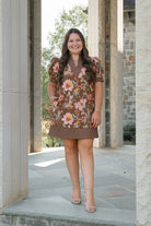 Autumn Floral Dress-Short Dresses-Podos Boutique, a Women's Fashion Boutique Located in Calera, AL