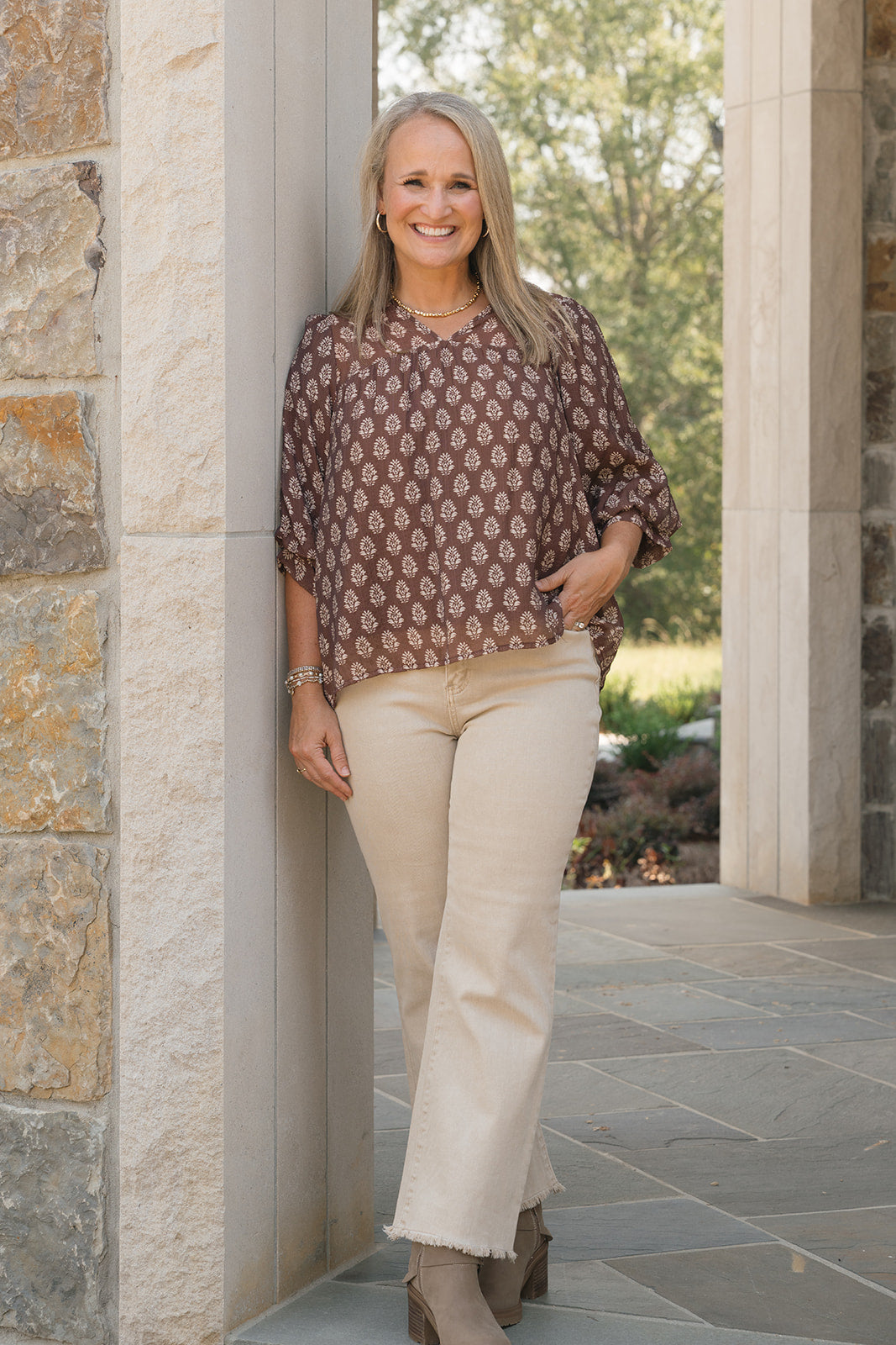 Harvest Bloom Top-Long Sleeves-Podos Boutique, a Women's Fashion Boutique Located in Calera, AL