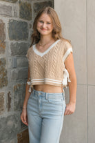 The Luxe Tie Sweater Vest-Sweaters-Podos Boutique, a Women's Fashion Boutique Located in Calera, AL