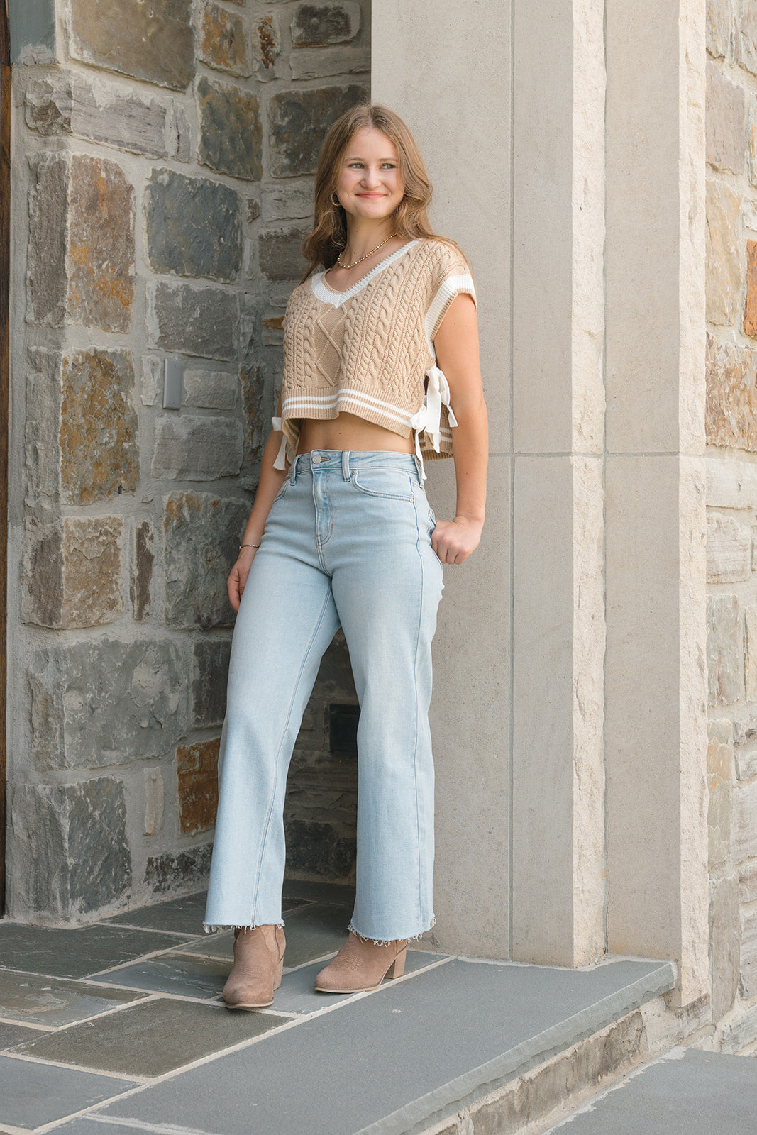 The Luxe Tie Sweater Vest-Short Sleeves-Podos Boutique, a Women's Fashion Boutique Located in Calera, AL