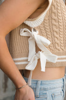 The Luxe Tie Sweater Vest-Sweaters-Podos Boutique, a Women's Fashion Boutique Located in Calera, AL