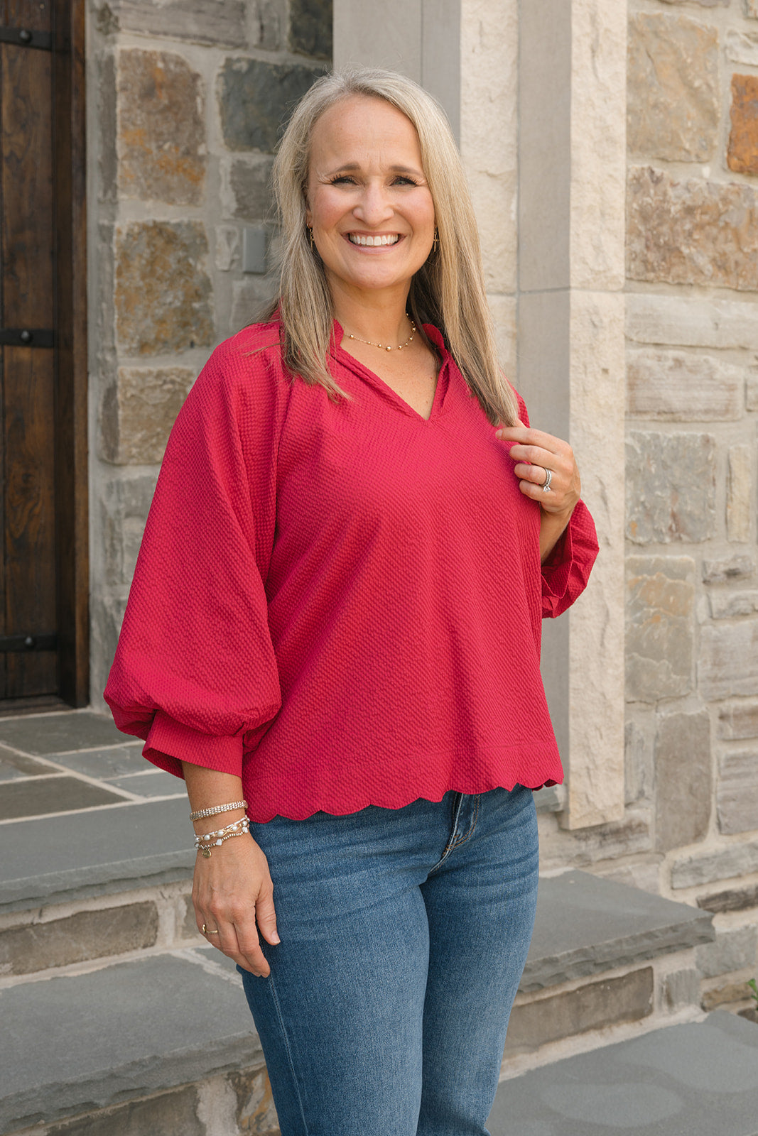 Crimson All The Way Top-Fashion Tops-Podos Boutique, a Women's Fashion Boutique Located in Calera, AL