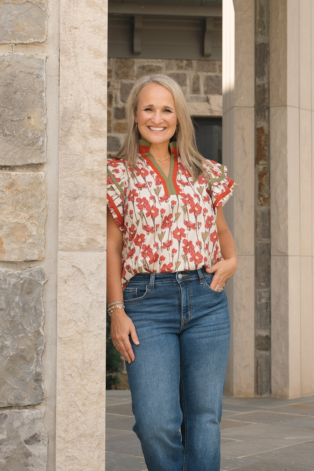 Fall Bloom Top-Short Sleeves-Podos Boutique, a Women's Fashion Boutique Located in Calera, AL