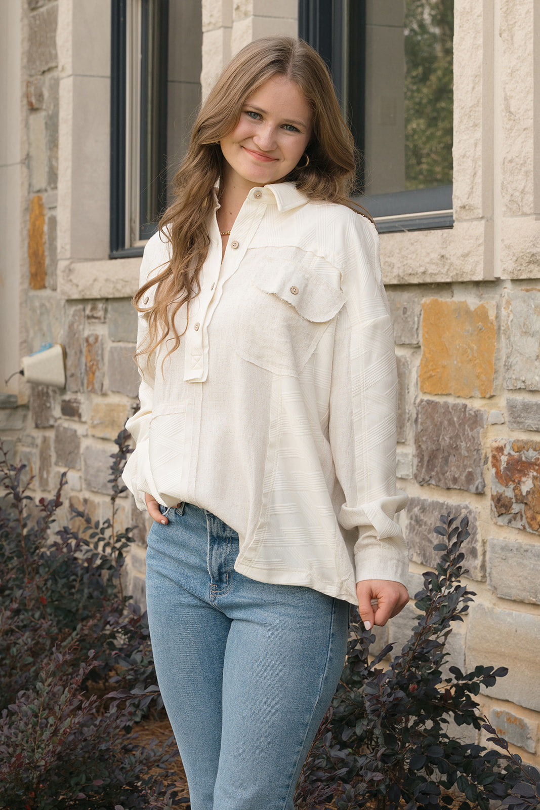 Pop-Over Top-Fashion Tops-Podos Boutique, a Women's Fashion Boutique Located in Calera, AL