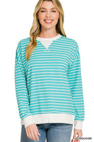 Striped Banded Pullover-Pullover-Podos Boutique, a Women's Fashion Boutique Located in Calera, AL