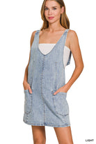 All The Rage Denim Overall Dress-Short Dresses-Podos Boutique, a Women's Fashion Boutique Located in Calera, AL
