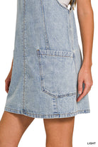 All The Rage Denim Overall Dress-Short Dresses-Podos Boutique, a Women's Fashion Boutique Located in Calera, AL