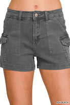 Utility Pocket Denim Shorts-Shorts-Podos Boutique, a Women's Fashion Boutique Located in Calera, AL