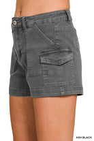 Utility Pocket Denim Shorts-Shorts-Podos Boutique, a Women's Fashion Boutique Located in Calera, AL