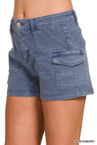 Utility Pocket Denim Shorts-Shorts-Podos Boutique, a Women's Fashion Boutique Located in Calera, AL