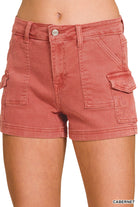 Utility Pocket Denim Shorts-Shorts-Podos Boutique, a Women's Fashion Boutique Located in Calera, AL