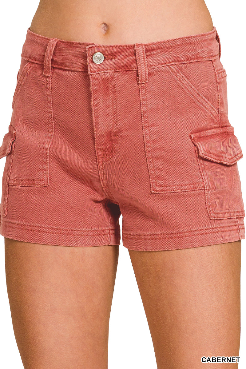 Utility Pocket Denim Shorts-Shorts-Podos Boutique, a Women's Fashion Boutique Located in Calera, AL