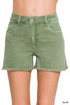 Acid Washed Frayed Hem Shorts-Shorts-Podos Boutique, a Women's Fashion Boutique Located in Calera, AL