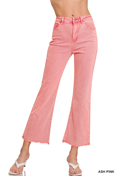 High Rise Acid Wash Frayed Hem Bootcut Jeans-Jeans-Podos Boutique, a Women's Fashion Boutique Located in Calera, AL