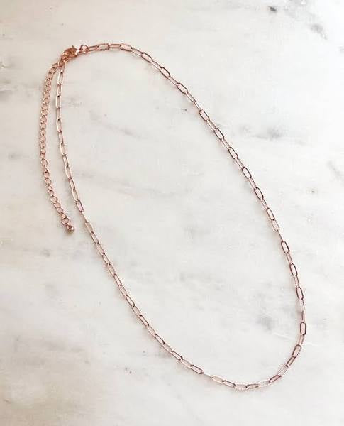 PV Paperclip Choker Rose Gold-Necklaces-Podos Boutique, a Women's Fashion Boutique Located in Calera, AL