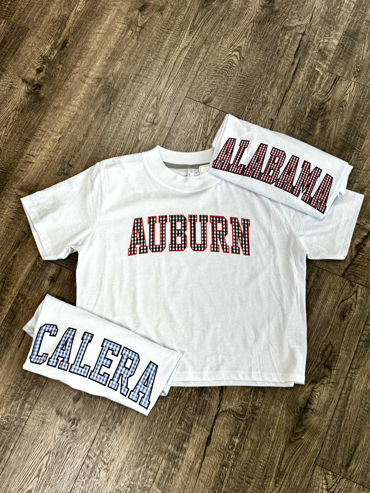 Game Day Gingham Boxy Tee-Graphic Tees-Podos Boutique, a Women's Fashion Boutique Located in Calera, AL