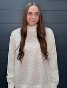 Ditsy Floral Mock Neck-Pullover-Podos Boutique, a Women's Fashion Boutique Located in Calera, AL