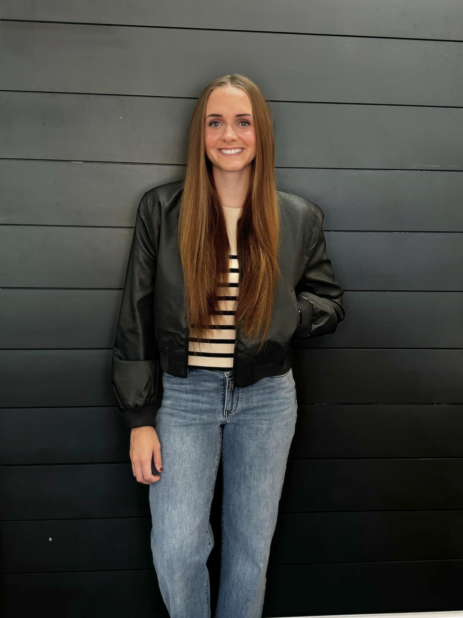 Entro Faux Leather Jacket-Jackets-Podos Boutique, a Women's Fashion Boutique Located in Calera, AL