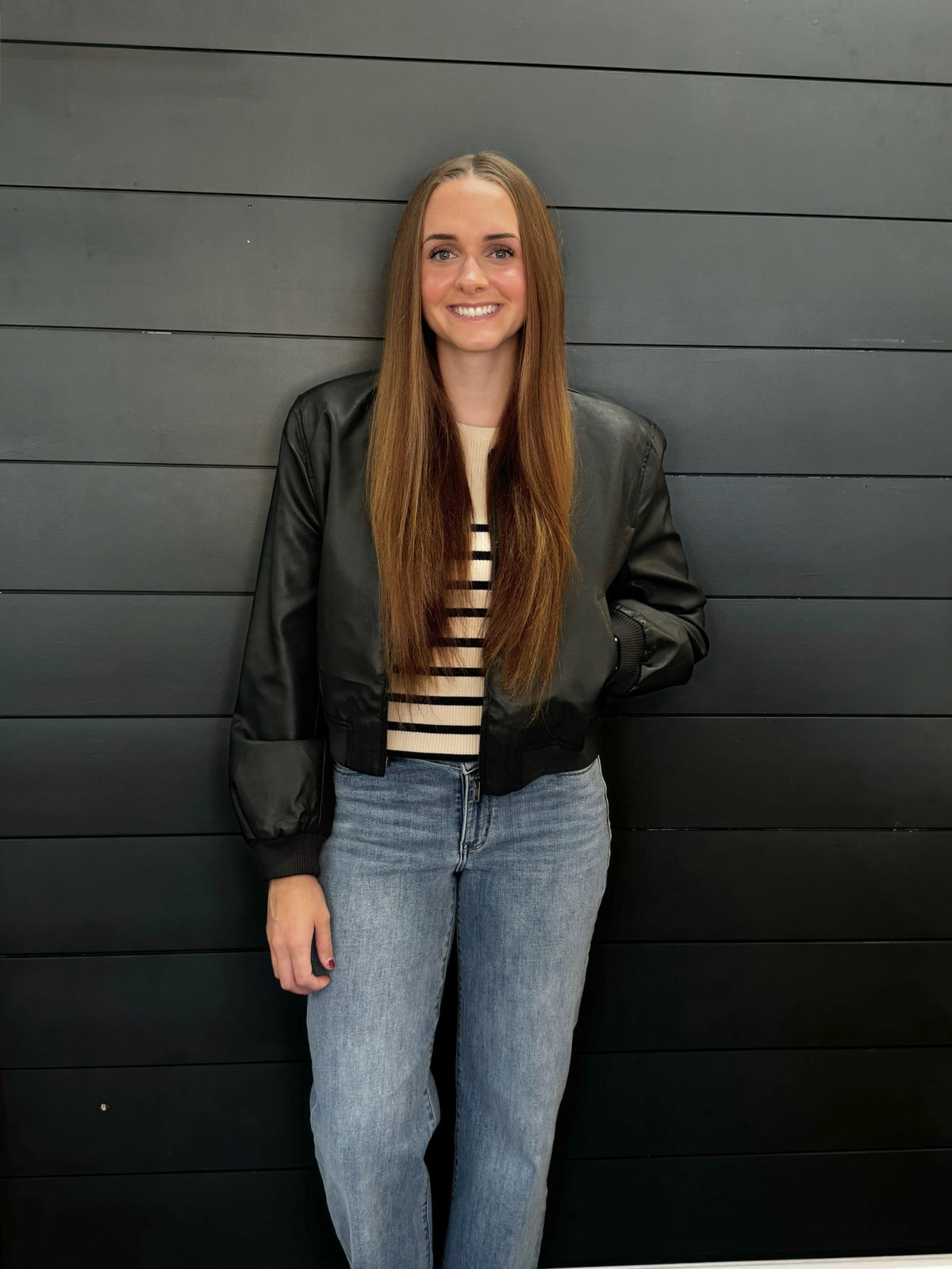Entro Faux Leather Jacket-Jackets-Podos Boutique, a Women's Fashion Boutique Located in Calera, AL