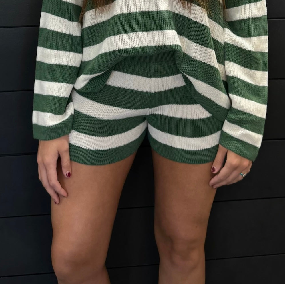 Cozy Up Striped Shorts-Apparel & Accessories-Podos Boutique, a Women's Fashion Boutique Located in Calera, AL