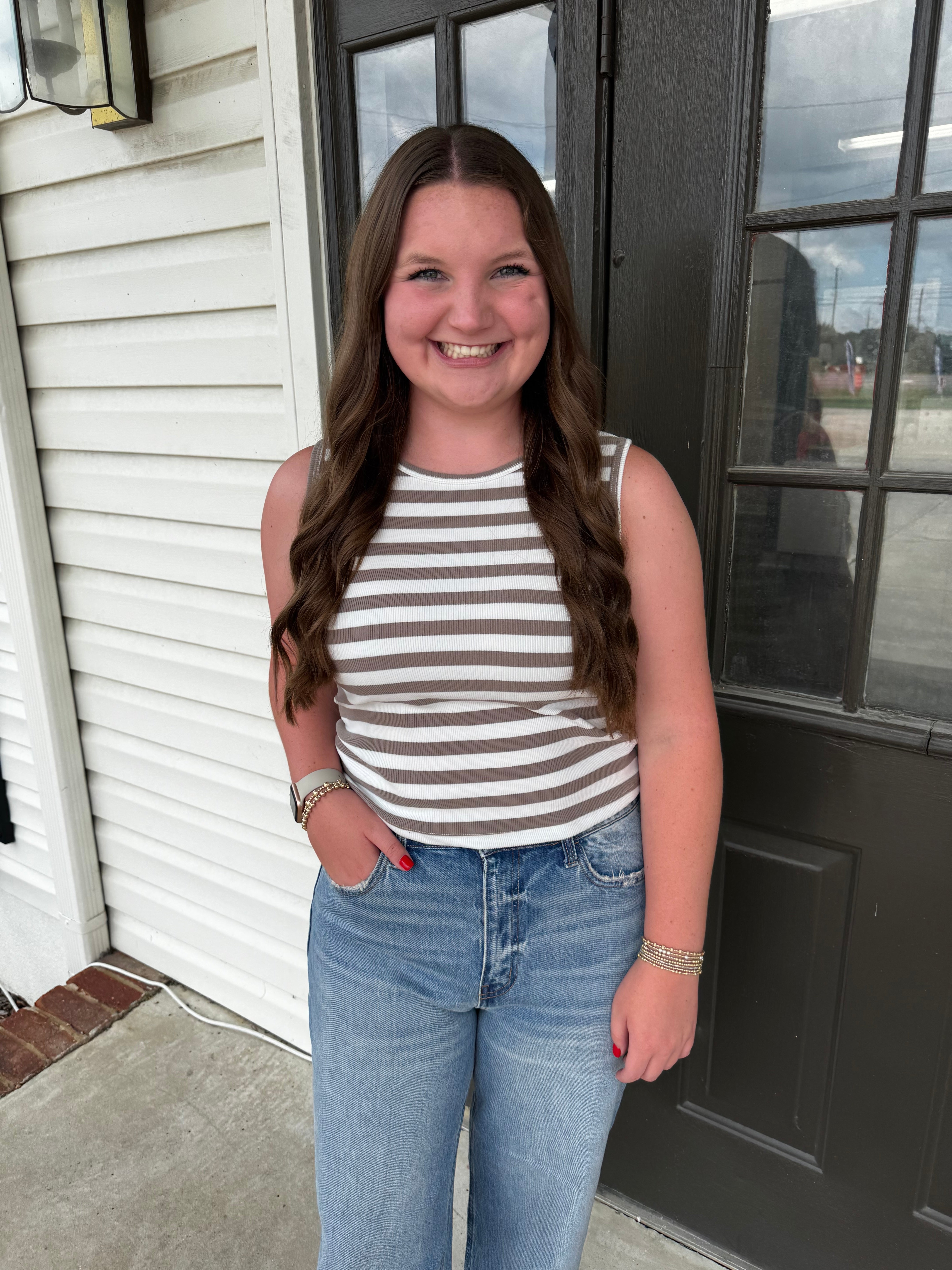 Haven Stripe Tank Top-Tank Tops-Podos Boutique, a Women's Fashion Boutique Located in Calera, AL