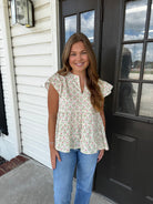 Floral Butterfly Sleeve Top-Fashion Tops-Podos Boutique, a Women's Fashion Boutique Located in Calera, AL