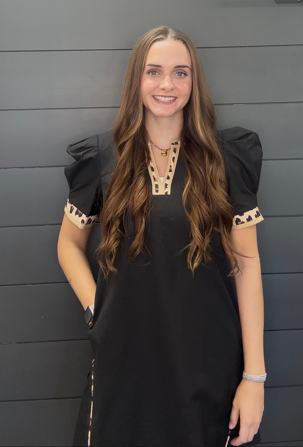 The Wild Side Puff Sleeve Dress-Short Dresses-Podos Boutique, a Women's Fashion Boutique Located in Calera, AL