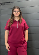 Scuba Half Zip and Pants Set-Sets-Podos Boutique, a Women's Fashion Boutique Located in Calera, AL