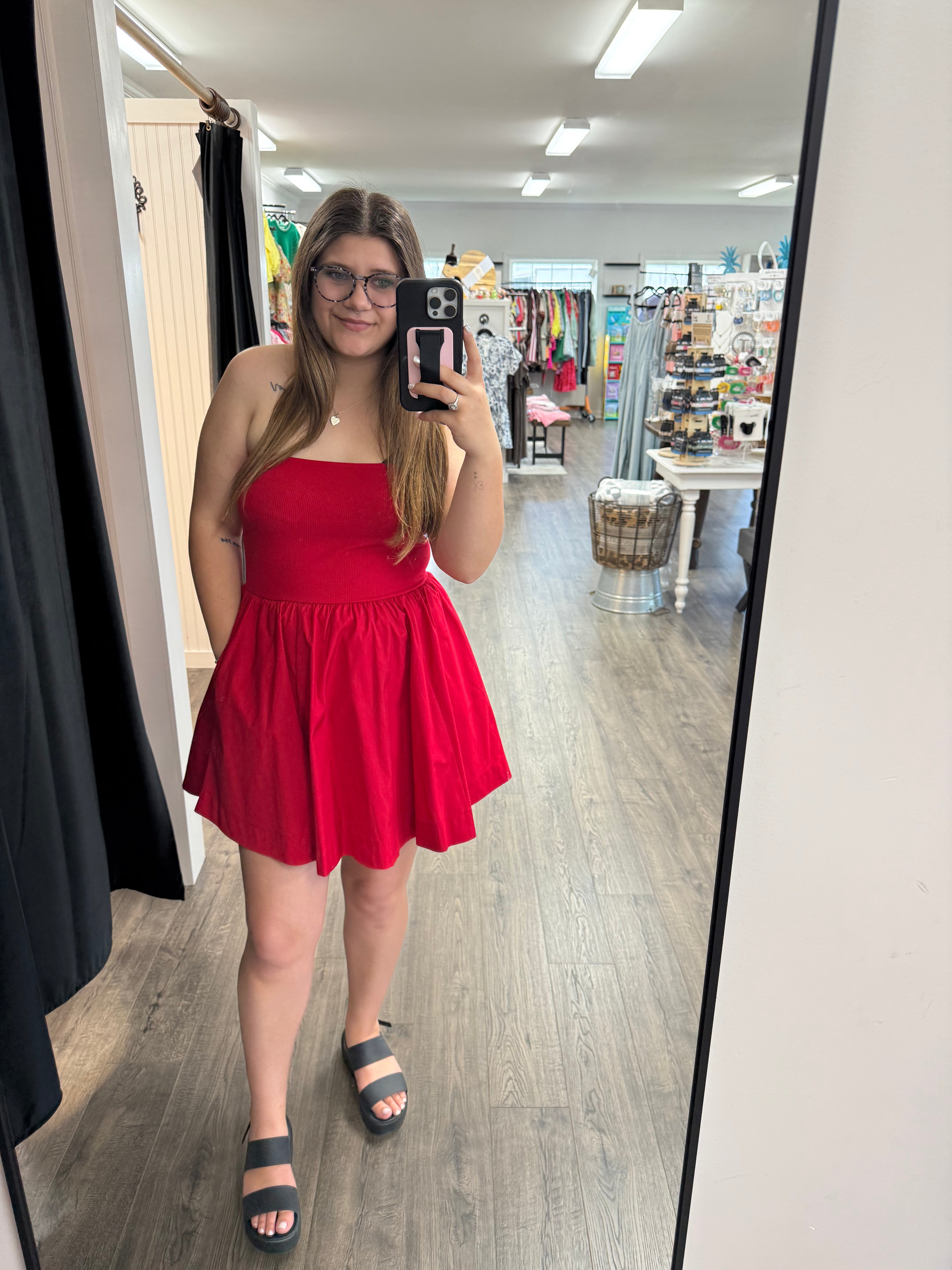 Fit & Flare Mini Dress-Short Dresses-Podos Boutique, a Women's Fashion Boutique Located in Calera, AL