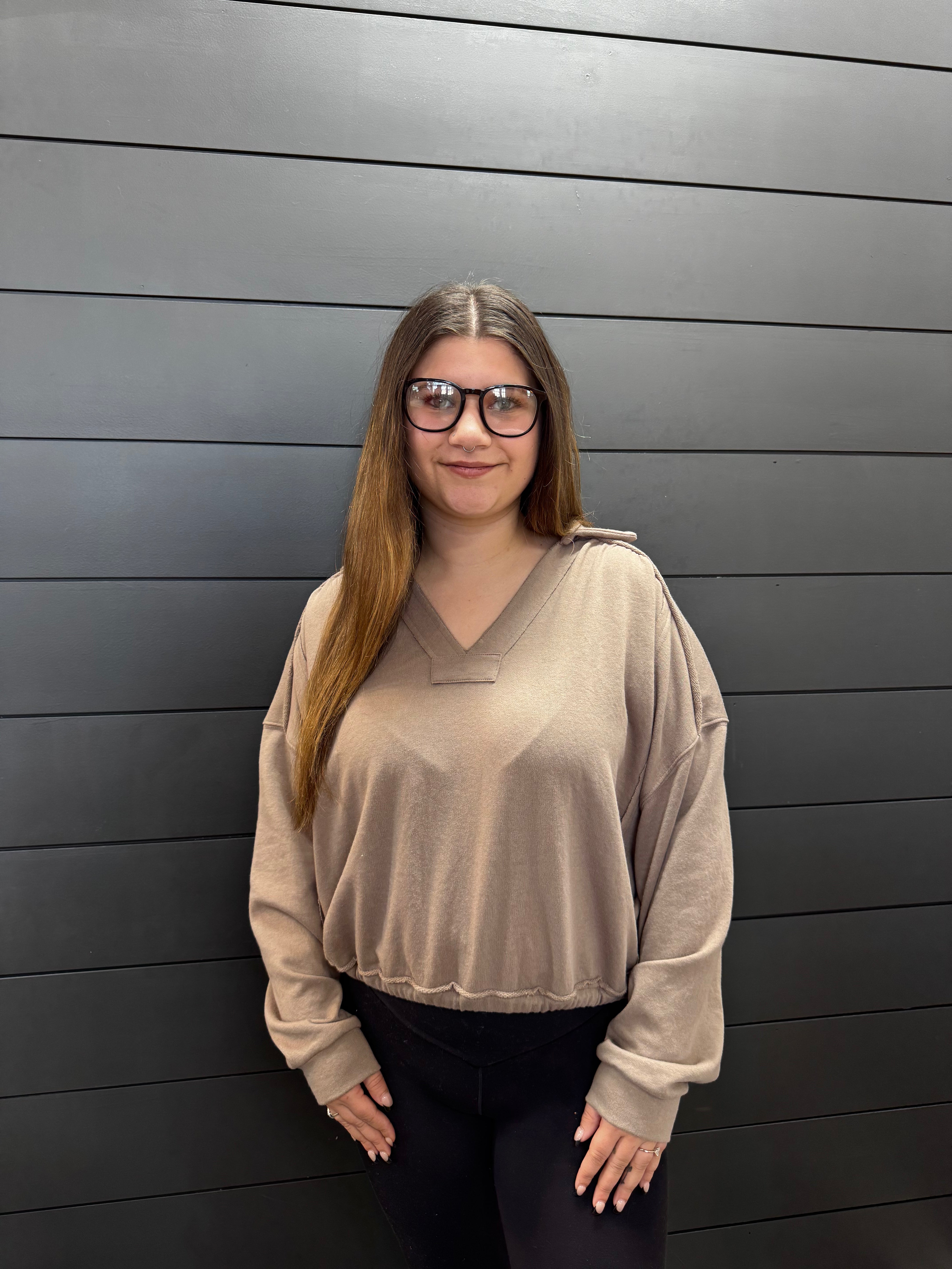 French Terry Collared Pullover-Pullover-Podos Boutique, a Women's Fashion Boutique Located in Calera, AL